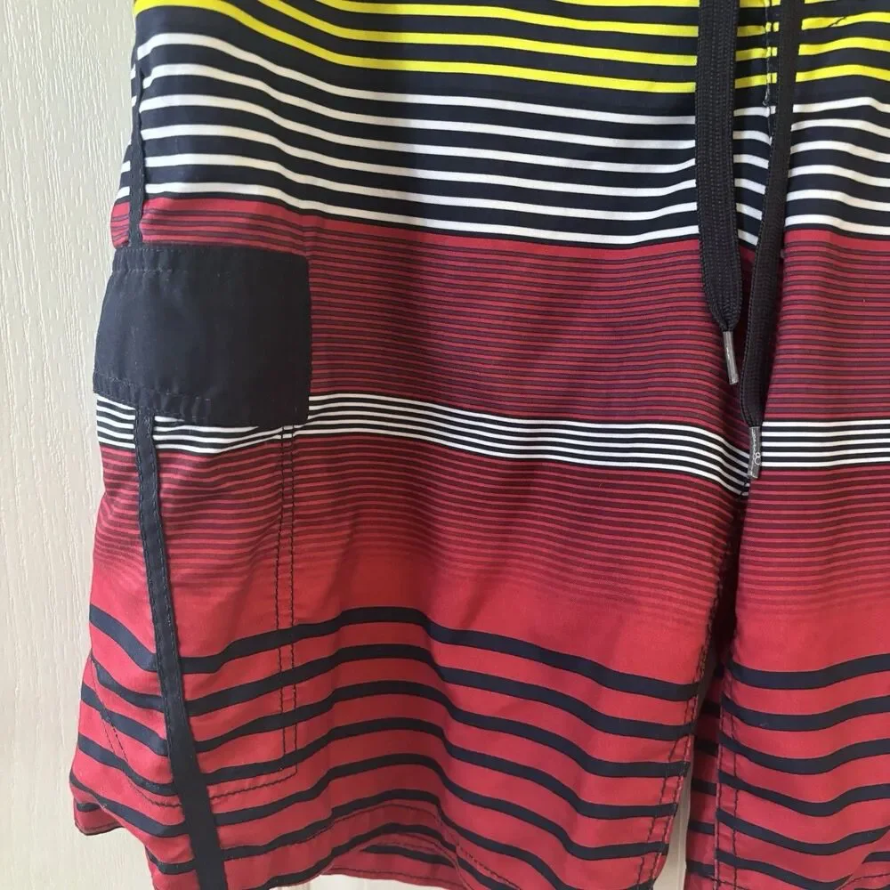 Vintage OP Ocean Pacific Board Shorts Swim‎ M 32/34 Striped Colorful 90s Beach